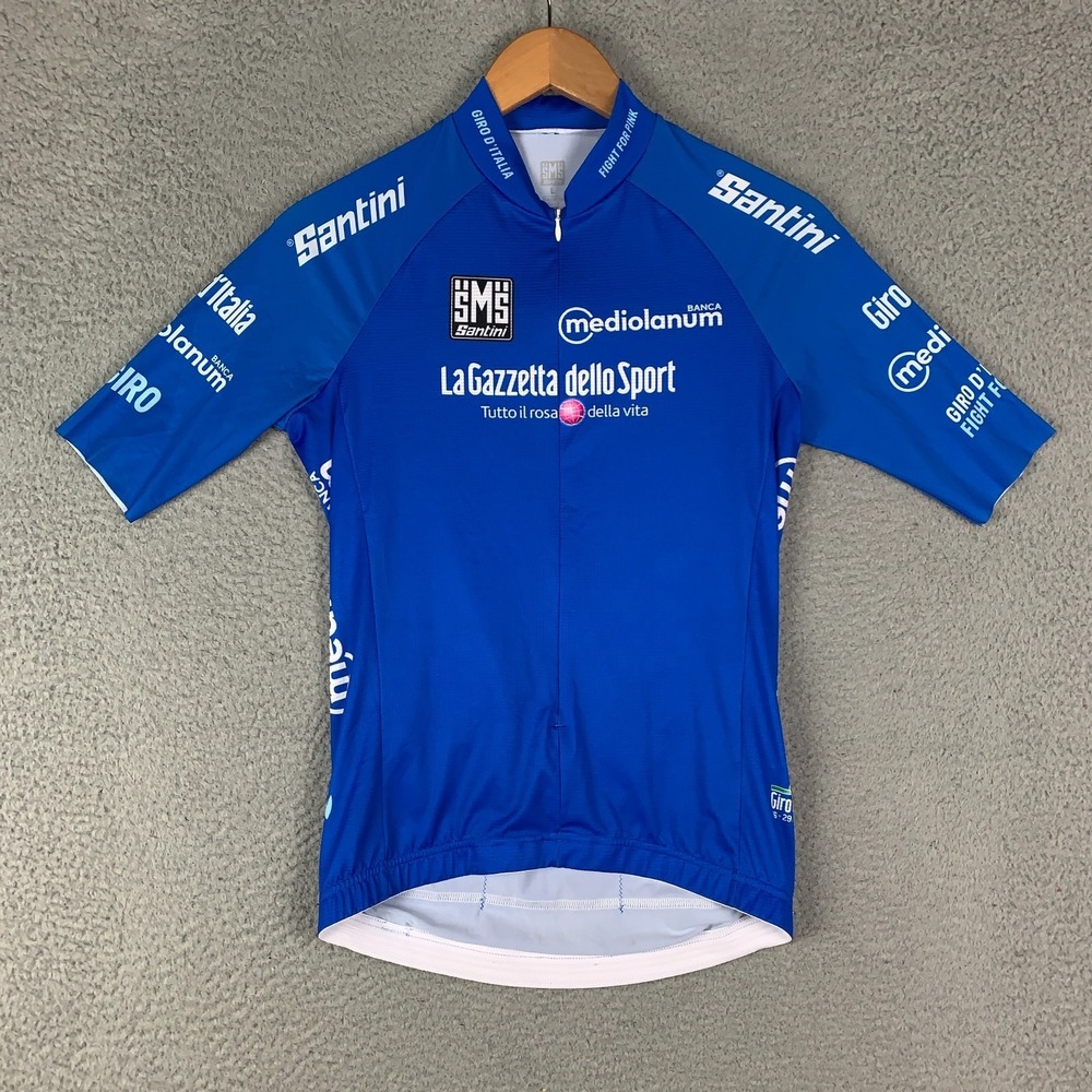 Santini Maglia Azzurra Jersey Mens Large Blue Cycling Full Zip Compression Italy
